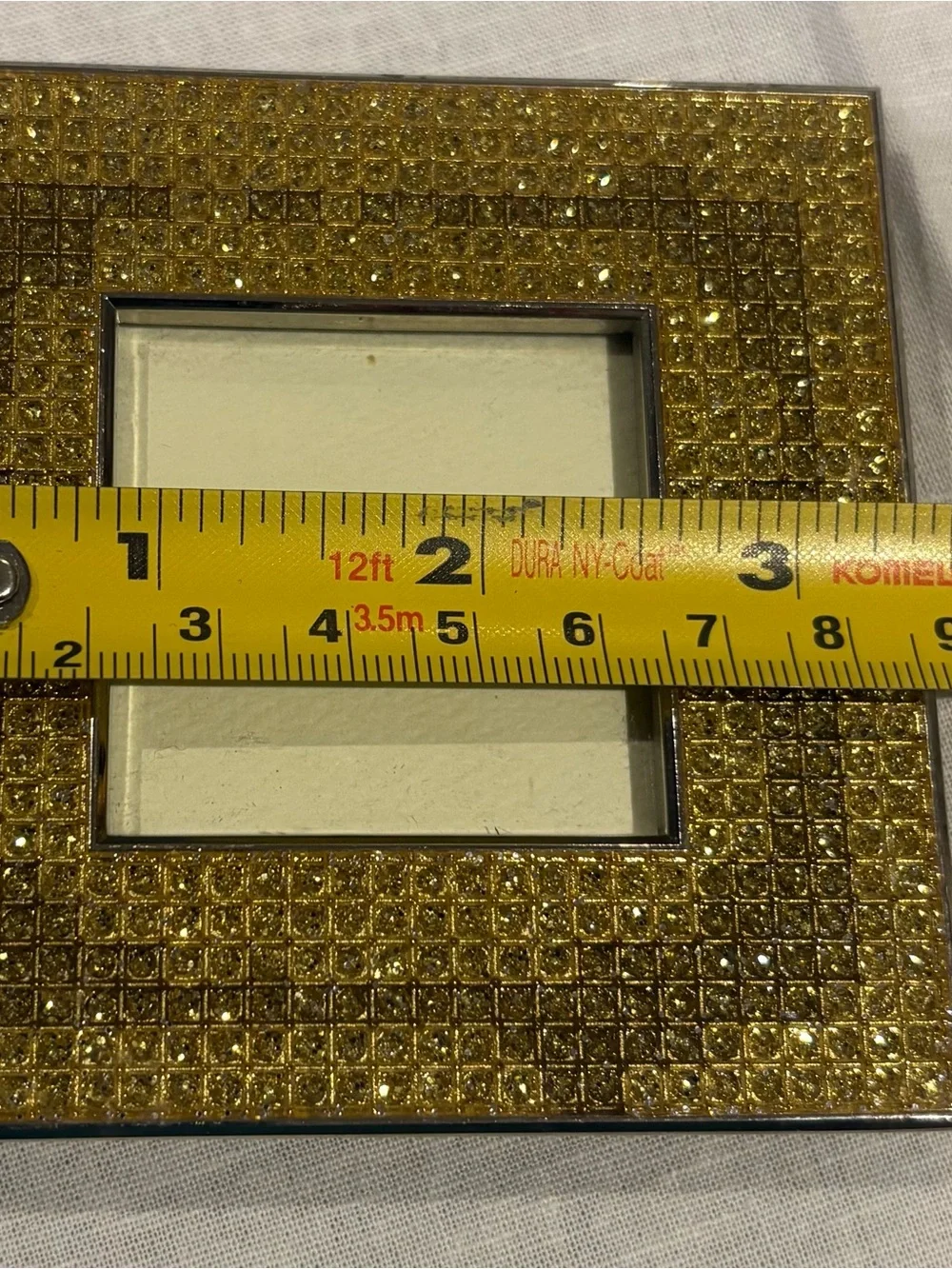 Vintage Miniature Gold Crystal Accent Picture Frame